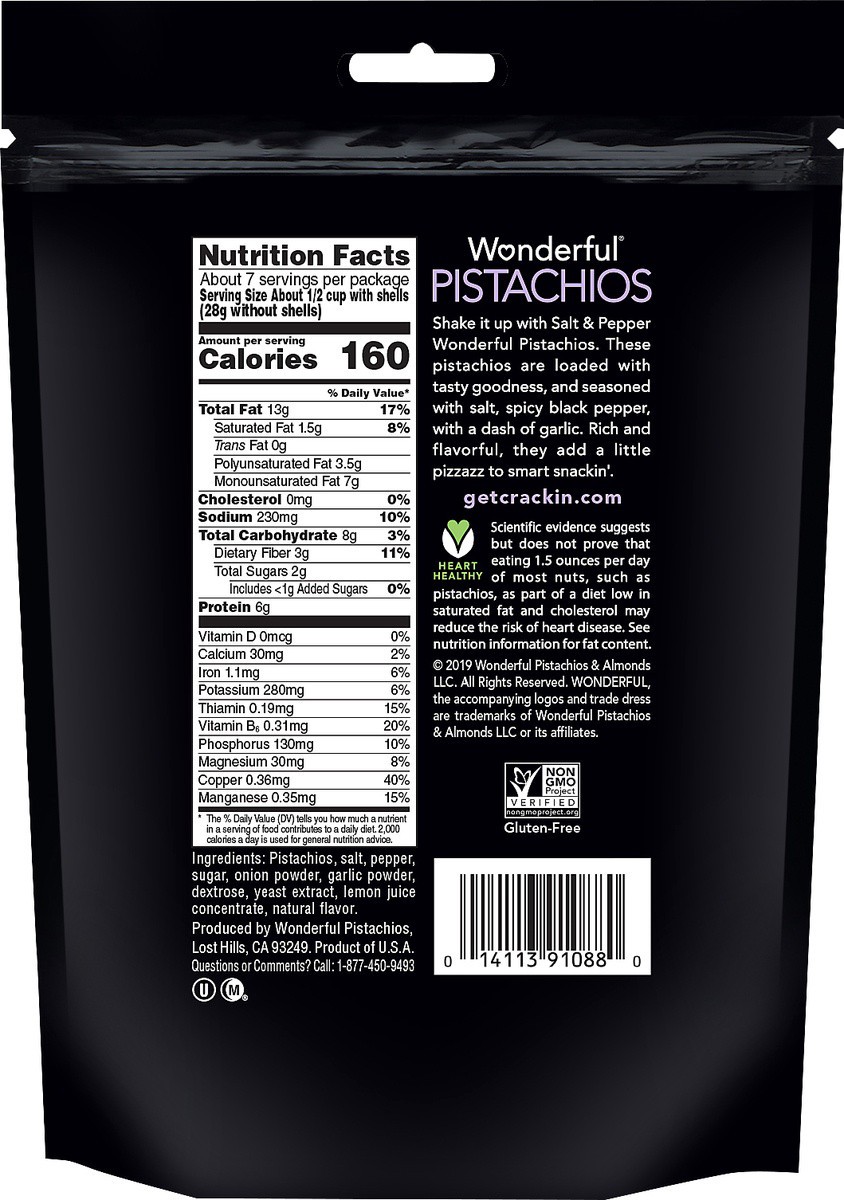slide 2 of 3, Wonderful Pistachios, In Shell Salt & Pepper Flavored Nuts, 14 Ounce Bag, 14 oz