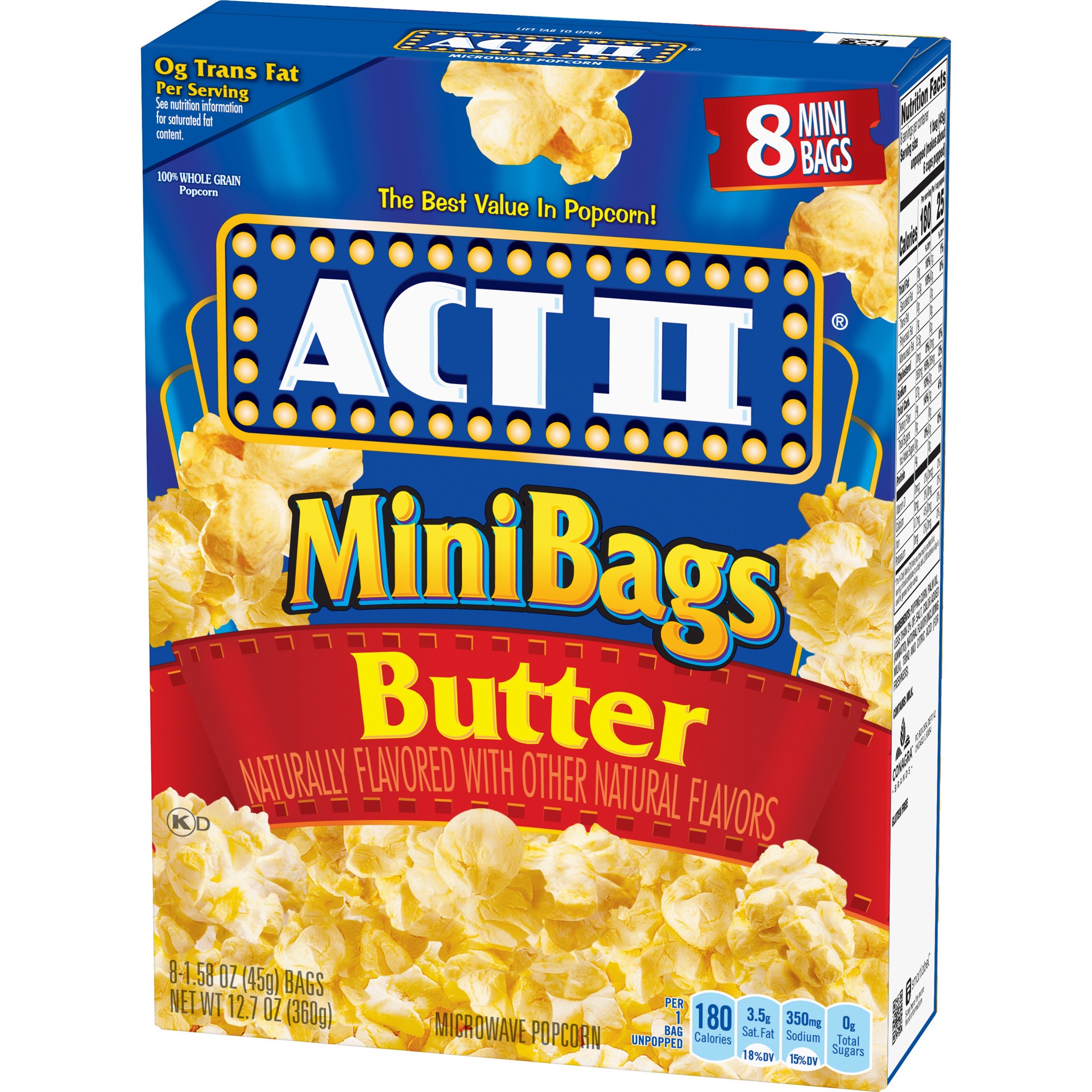 slide 2 of 5, ACT II Butter Microwave Popcorn, 8-Count 1.1-oz. Mini Bags, 12.7 oz