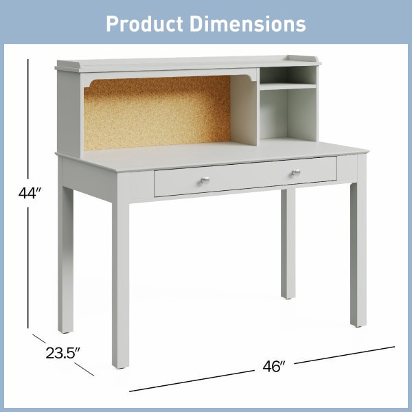 slide 3 of 7, Realspace® Haven 46""W Student Storage Desk With Hutch, Light Gray, 1 ct