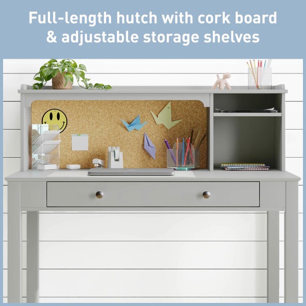 slide 5 of 7, Realspace® Haven 46""W Student Storage Desk With Hutch, Light Gray, 1 ct