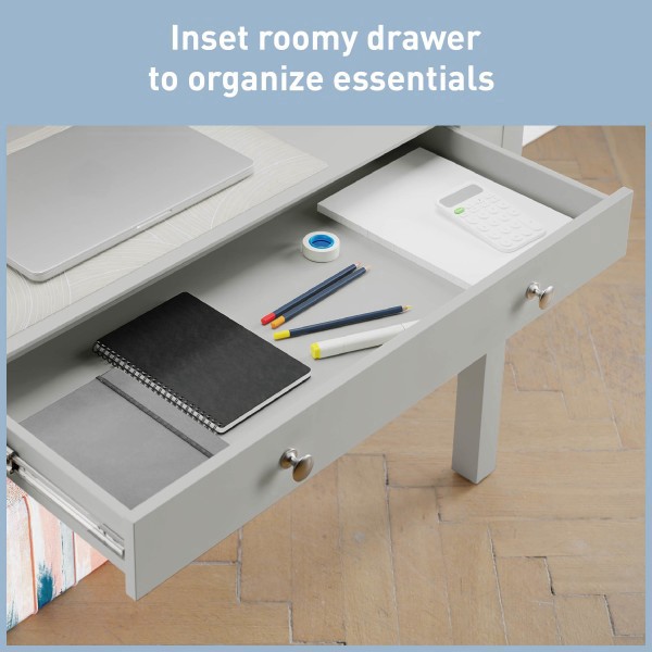 slide 4 of 7, Realspace® Haven 46""W Student Storage Desk With Hutch, Light Gray, 1 ct