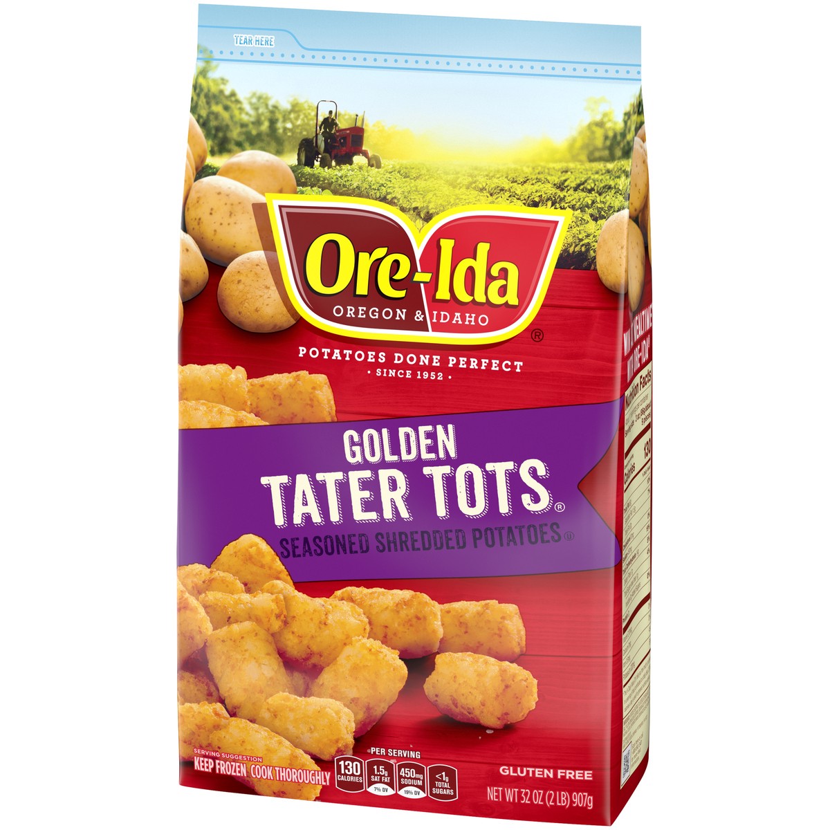 slide 4 of 9, Ore-Ida Golden Tater Tots Seasoned Shredded Frozen Potatoes, 32 oz Bag, 32 oz