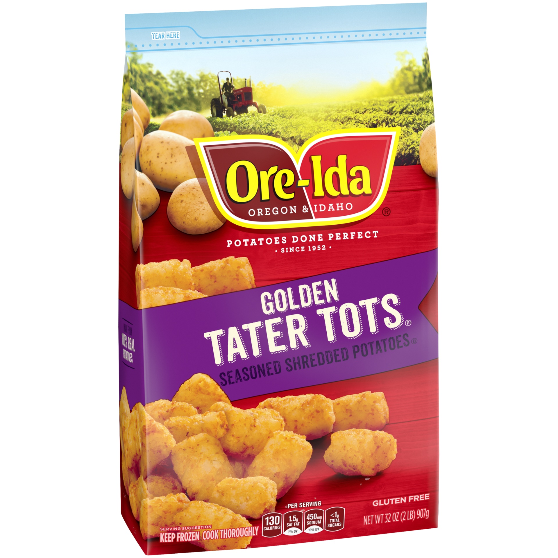 slide 4 of 8, Ore-Ida Golden Tater Tots Seasoned Shredded Frozen Potatoes, 32 oz