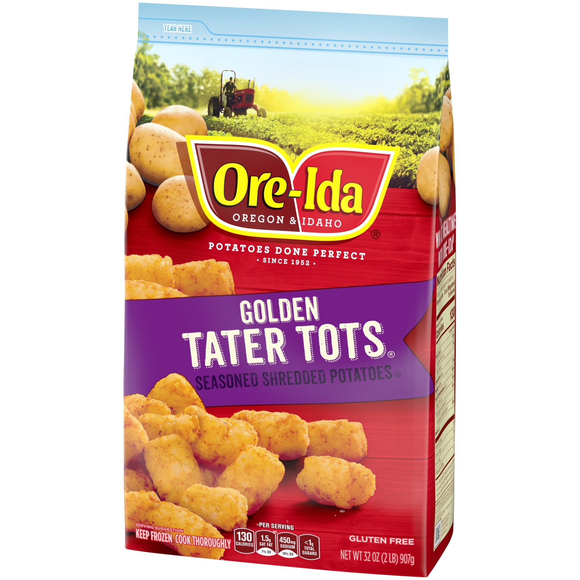 slide 5 of 8, Ore-Ida Golden Tater Tots Seasoned Shredded Frozen Potatoes, 32 oz