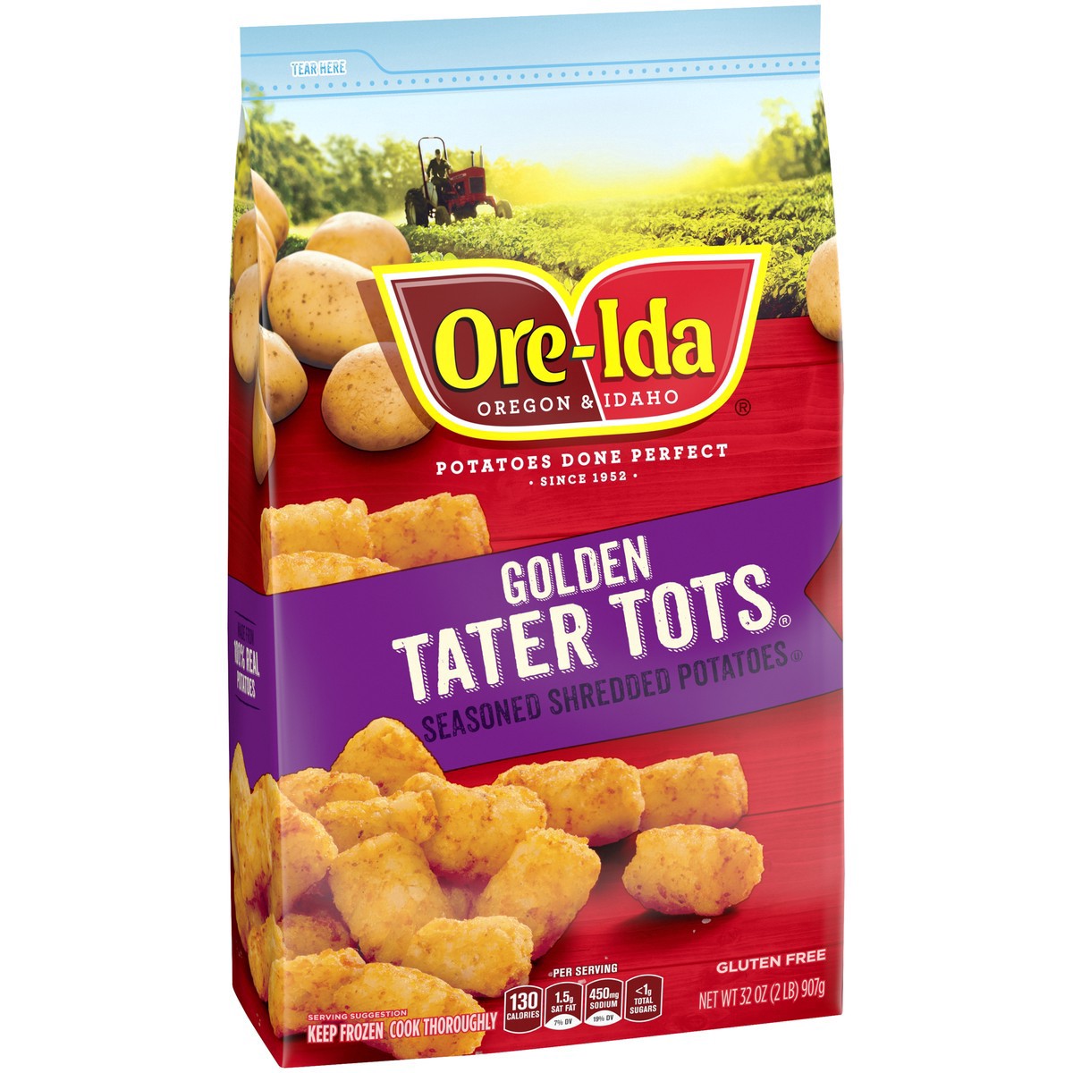 slide 3 of 9, Ore-Ida Golden Tater Tots Seasoned Shredded Frozen Potatoes, 32 oz Bag, 32 oz