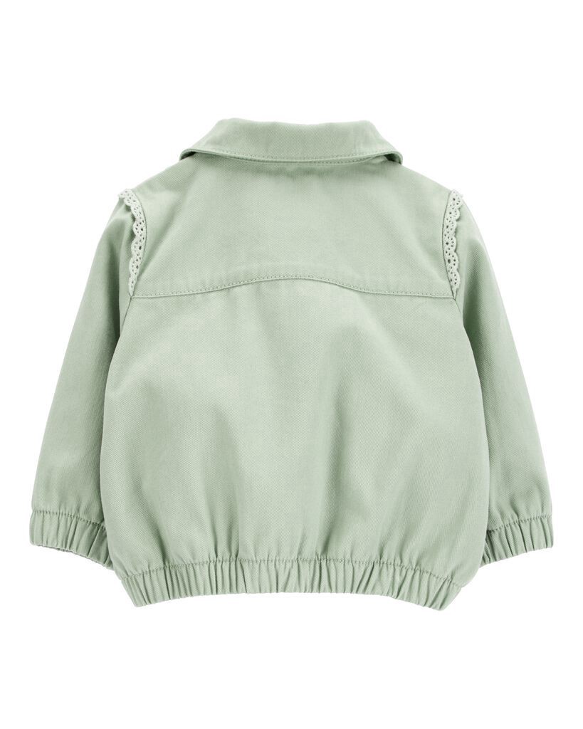 slide 2 of 3, Oshkosh Baby Zip-Up Eyelet Woven Jacket Green 12M, 1 ct