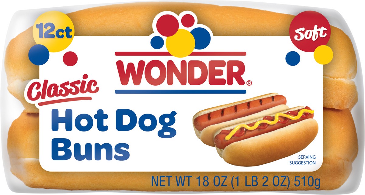 slide 2 of 8, Wonder Extra Soft Classic Hot Dog Buns 12 ea, 12 ct