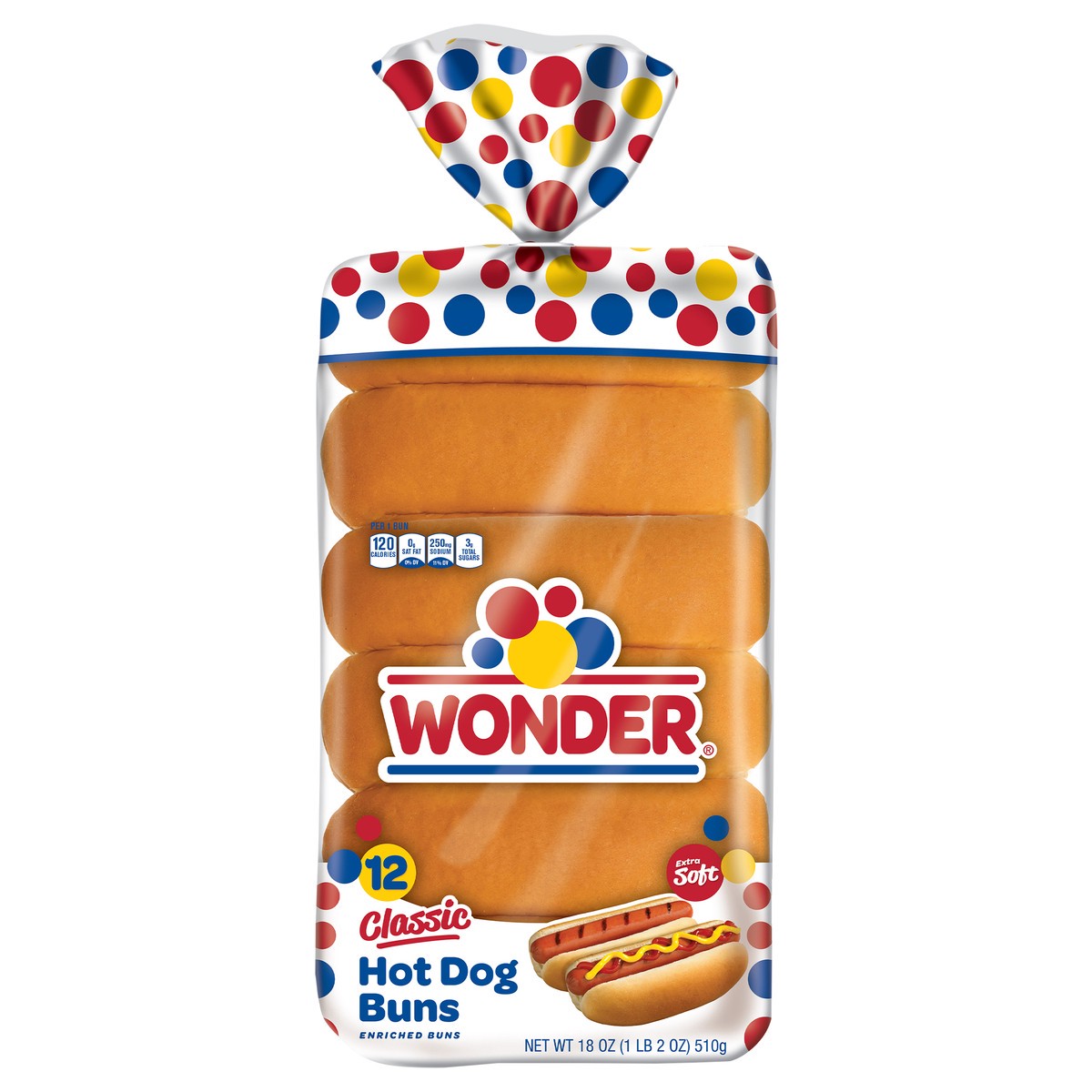 slide 1 of 10, Wonder® Classic Hot Dog Buns 12 ct Bag, 18 oz