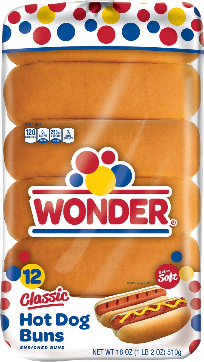 slide 3 of 8, Wonder Extra Soft Classic Hot Dog Buns 12 ea, 12 ct