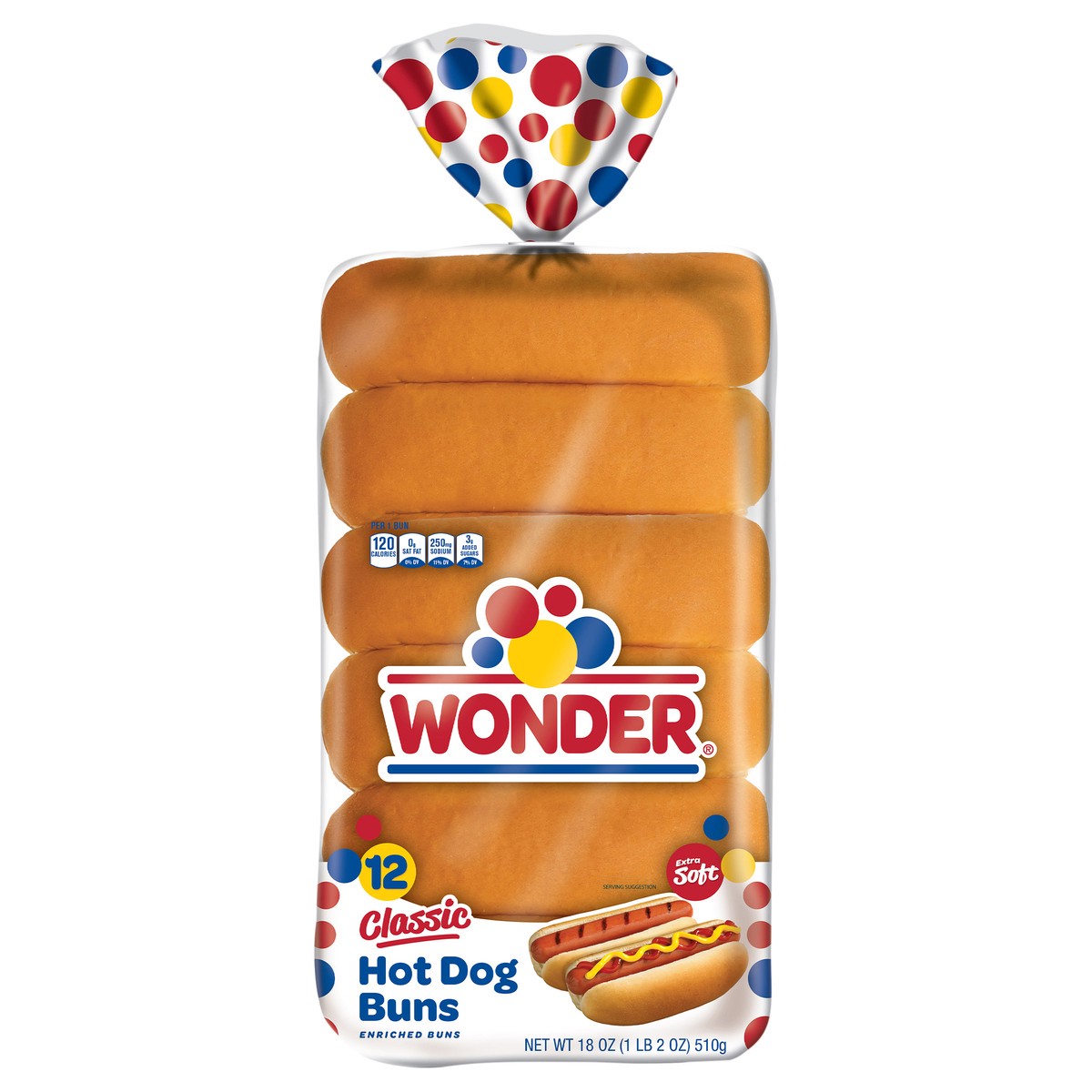 slide 1 of 8, Wonder Bread Classic Hot Dog Buns, White Bread Hot Dog Buns, 12 Count, 12 ct