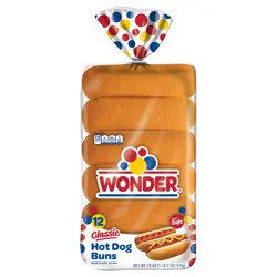 Wonder Bread Classic Hot Dog Buns, White Bread Hot Dog Buns, 12 Count