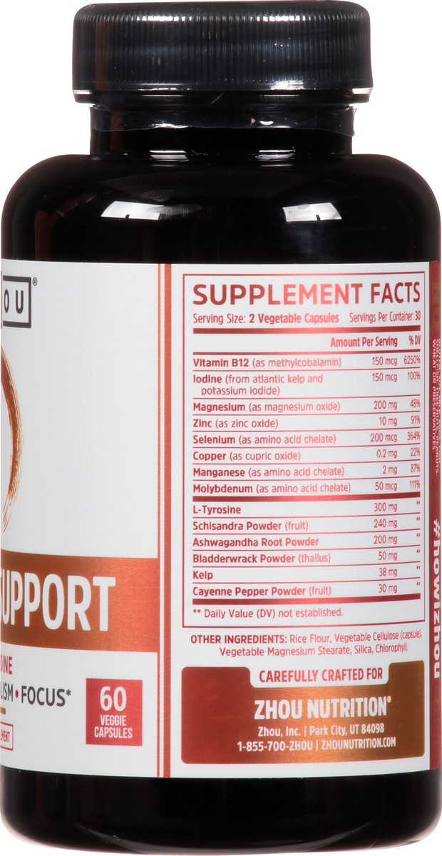 slide 8 of 9, Zhou Thyroid Support with Iodine Capsules 60 ea Bottle, 60 ct