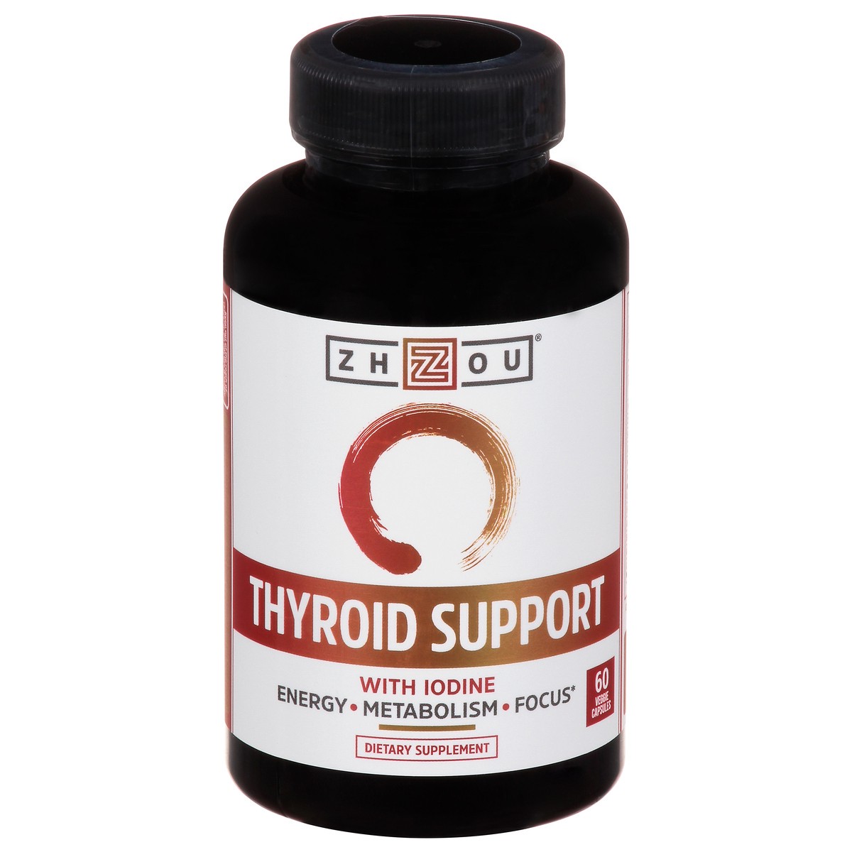 slide 1 of 9, Zhou Thyroid Support with Iodine Capsules 60 ea Bottle, 60 ct