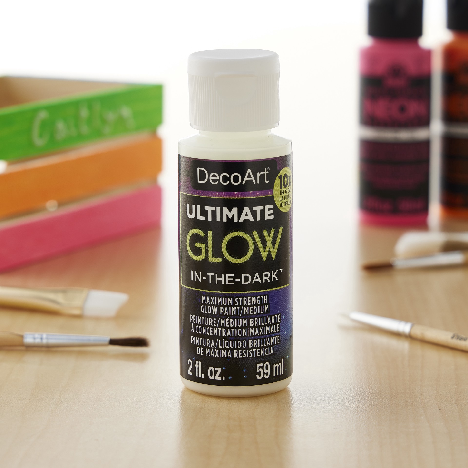 slide 2 of 3, Decoart Ultimate Glow-In-The-Dark Paint, 2oz., 2 oz