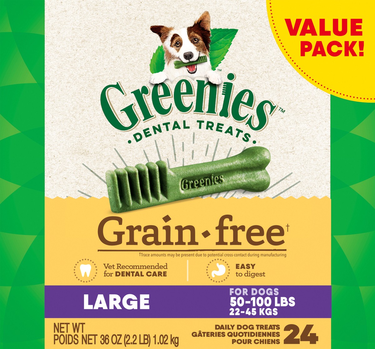 slide 1 of 3, Greenies Value Pack Large Grain-Free Dental Treats 24 ea, 36 oz