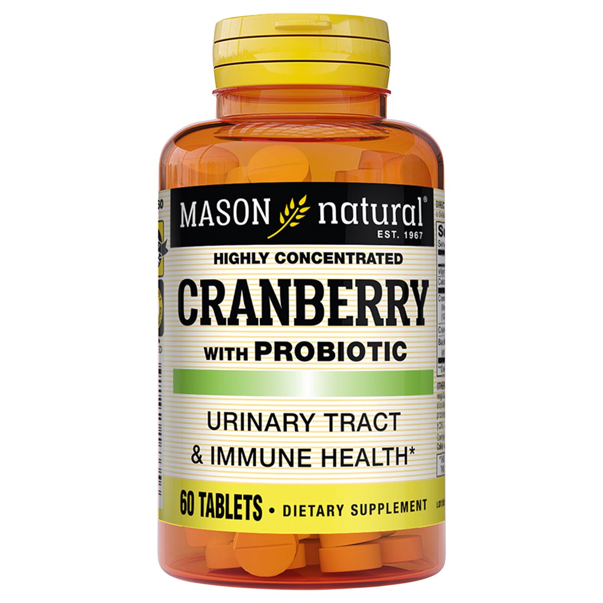 slide 1 of 9, Mason Natural Cranberry with Probiotic, Calcium and Vitamin C, Highly Concentrated - Supports Antioxidant and Immune Health, Maintains a Healthy Urinary System, 60 Tablets, 60 ct