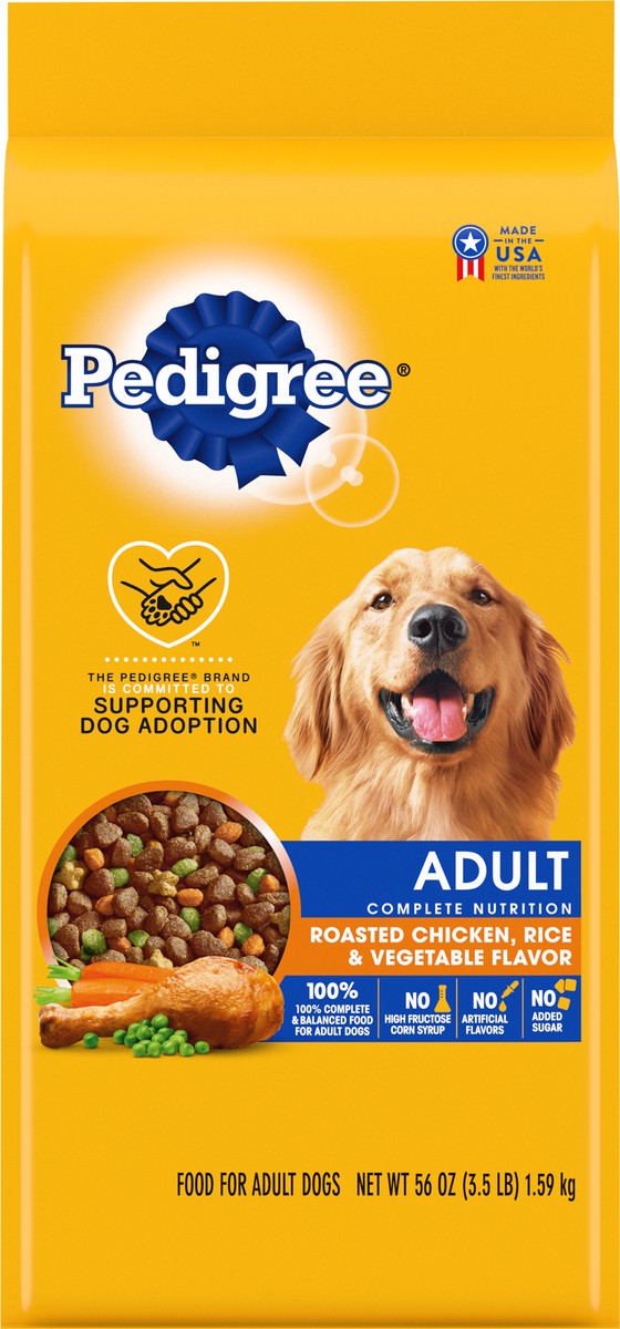 slide 5 of 9, Pedigree Adult Roasted Chicken & Vegetable Flavor Dog Food 56 oz, 3.5 lb