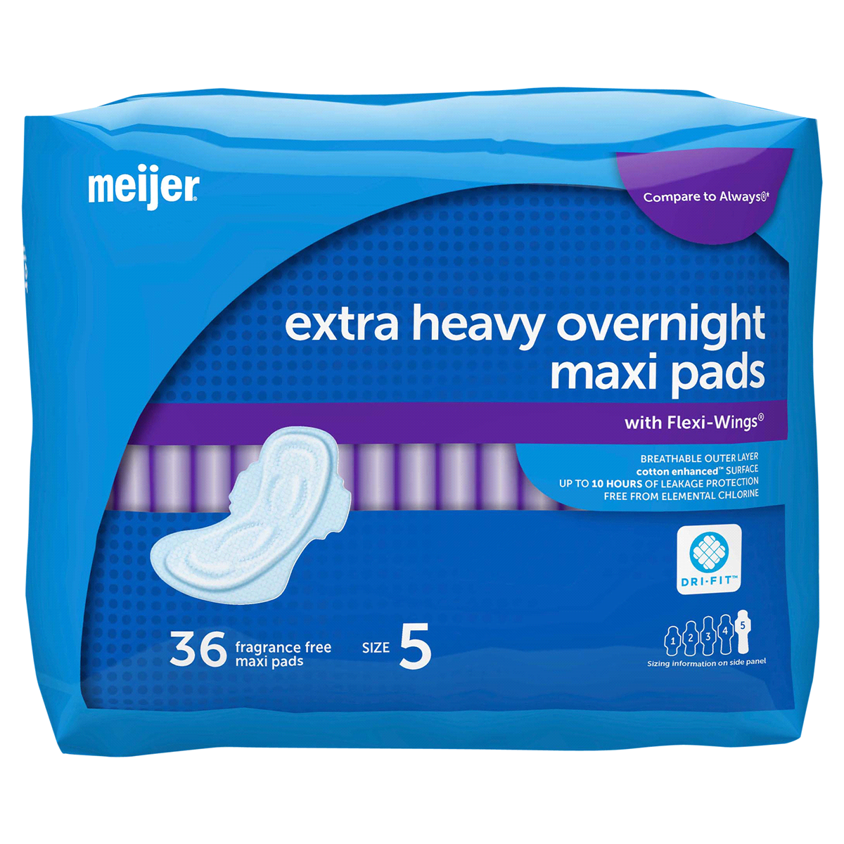 slide 13 of 21, Meijer Overnight Extra Heavy Maxi Pads with Flexi-Wings, 36 ct