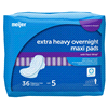 slide 10 of 21, Meijer Overnight Extra Heavy Maxi Pads with Flexi-Wings, 36 ct