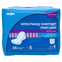 slide 11 of 21, Meijer Overnight Extra Heavy Maxi Pads with Flexi-Wings, 36 ct