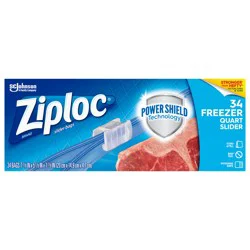 Ziploc Brand Quart Freezer Slider Bags, Power Shield™ Technology for More Durability, 34 count