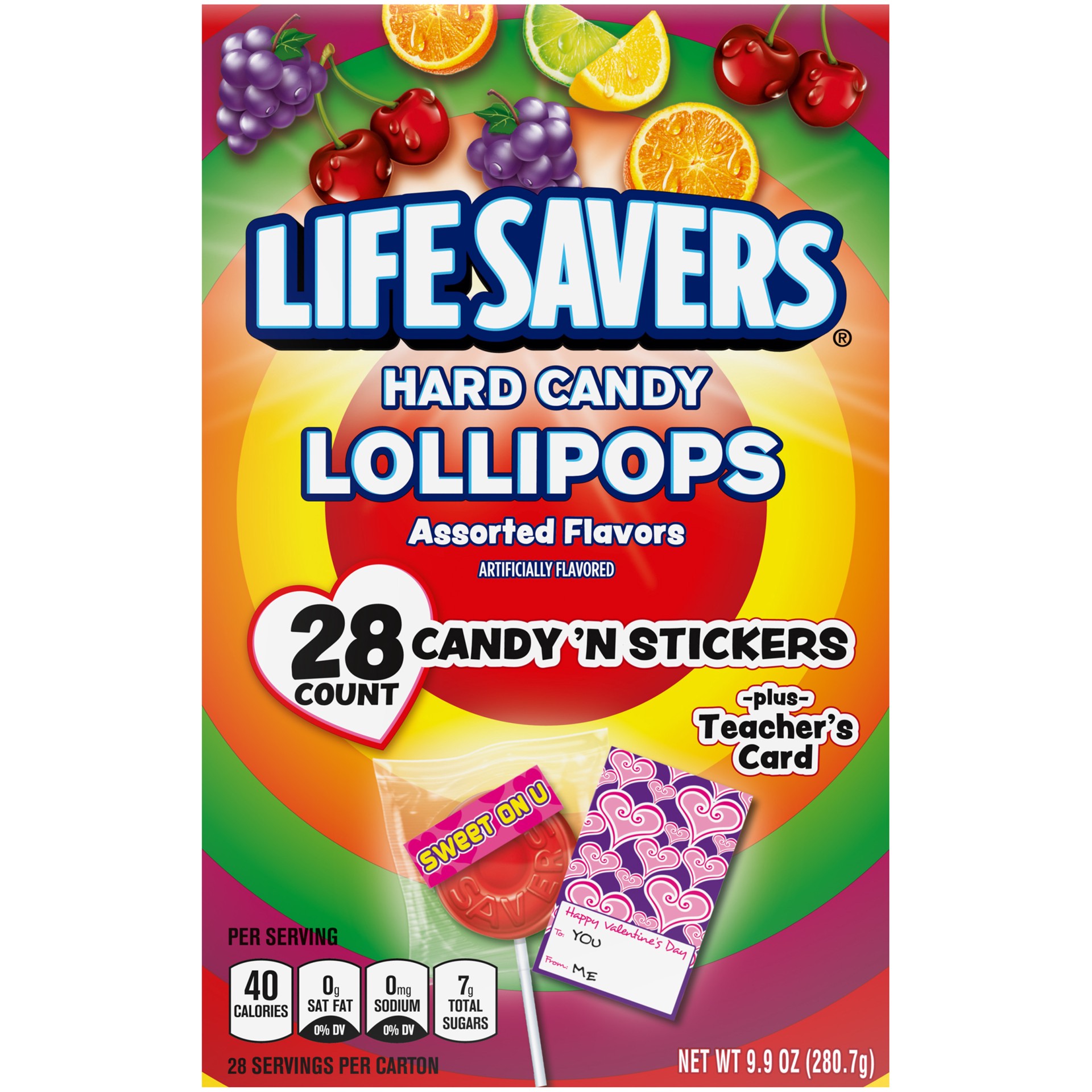 slide 1 of 5, LIFE SAVERS Lollipop Valentine Class Exchange Kit Valentines Candy, 9.9 oz, 28 Pieces, 9.9 oz