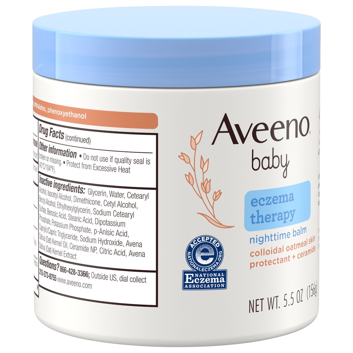 slide 7 of 7, Aveeno Baby Eczema Therapy Nighttime Moisturizing Balm with Colloidal Oatmeal & Ceramide, Soothes & Relieves Dry, Itchy Skin from Eczema, Hypoallergenic, Fragrance- & Steroid-Free, 5.5 oz, 5.5 oz