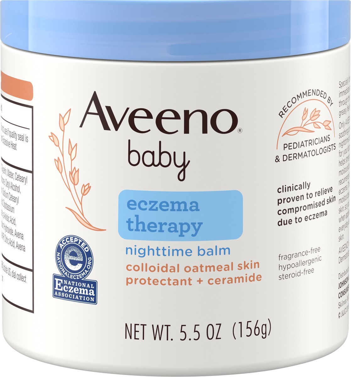 slide 6 of 7, Aveeno Baby Eczema Therapy Nighttime Moisturizing Balm with Colloidal Oatmeal & Ceramide, Soothes & Relieves Dry, Itchy Skin from Eczema, Hypoallergenic, Fragrance- & Steroid-Free, 5.5 oz, 5.5 oz