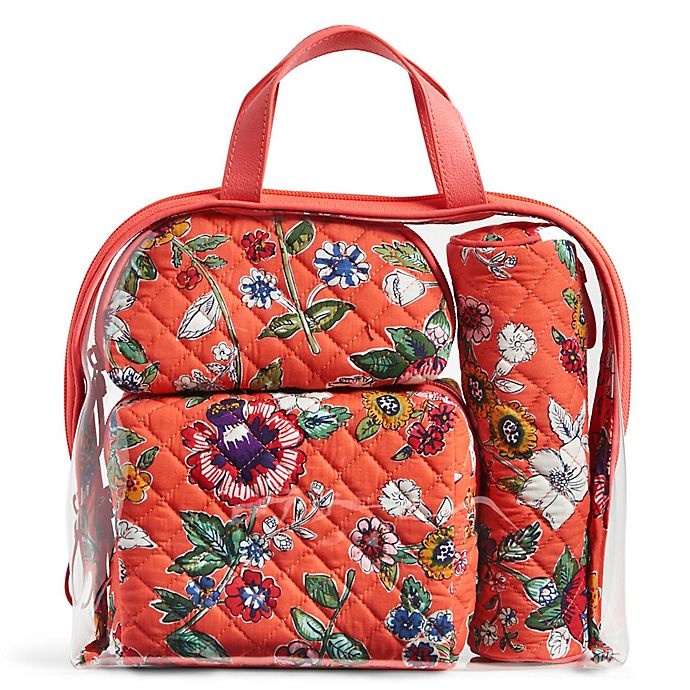 slide 1 of 1, Vera Bradley Travel Cosmetic Set - Coral Floral, 4 ct