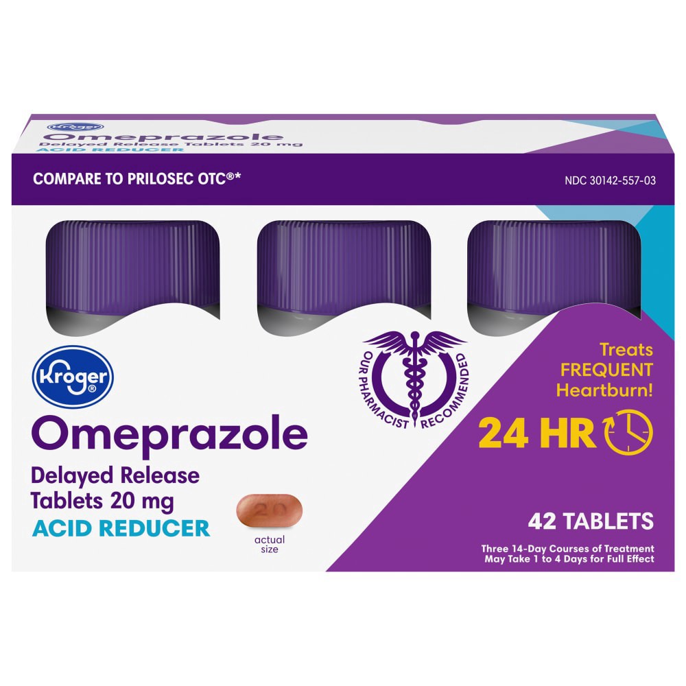 slide 2 of 4, Kroger Omeprazole Acid Reduceerdelayed Release Tablets, 42 ct