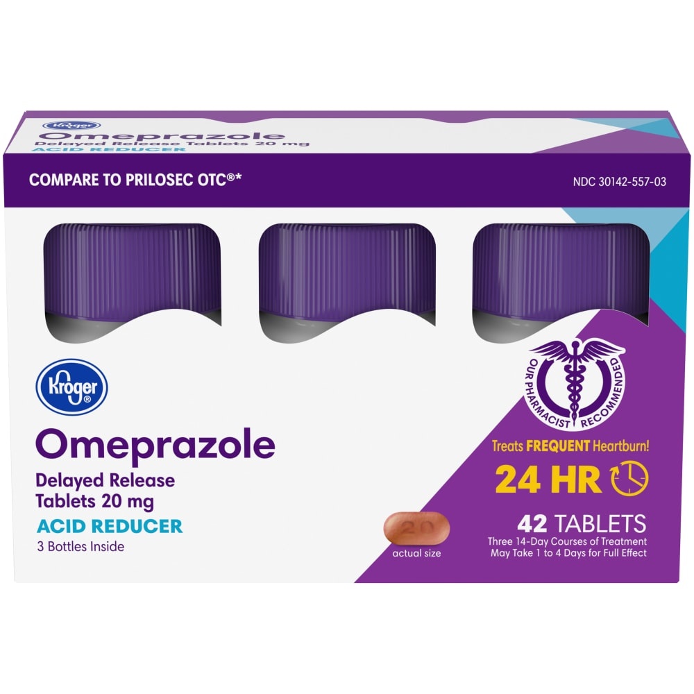 slide 1 of 1, Kroger Omeprazole Acid Reduceerdelayed Release Tablets, 42 ct