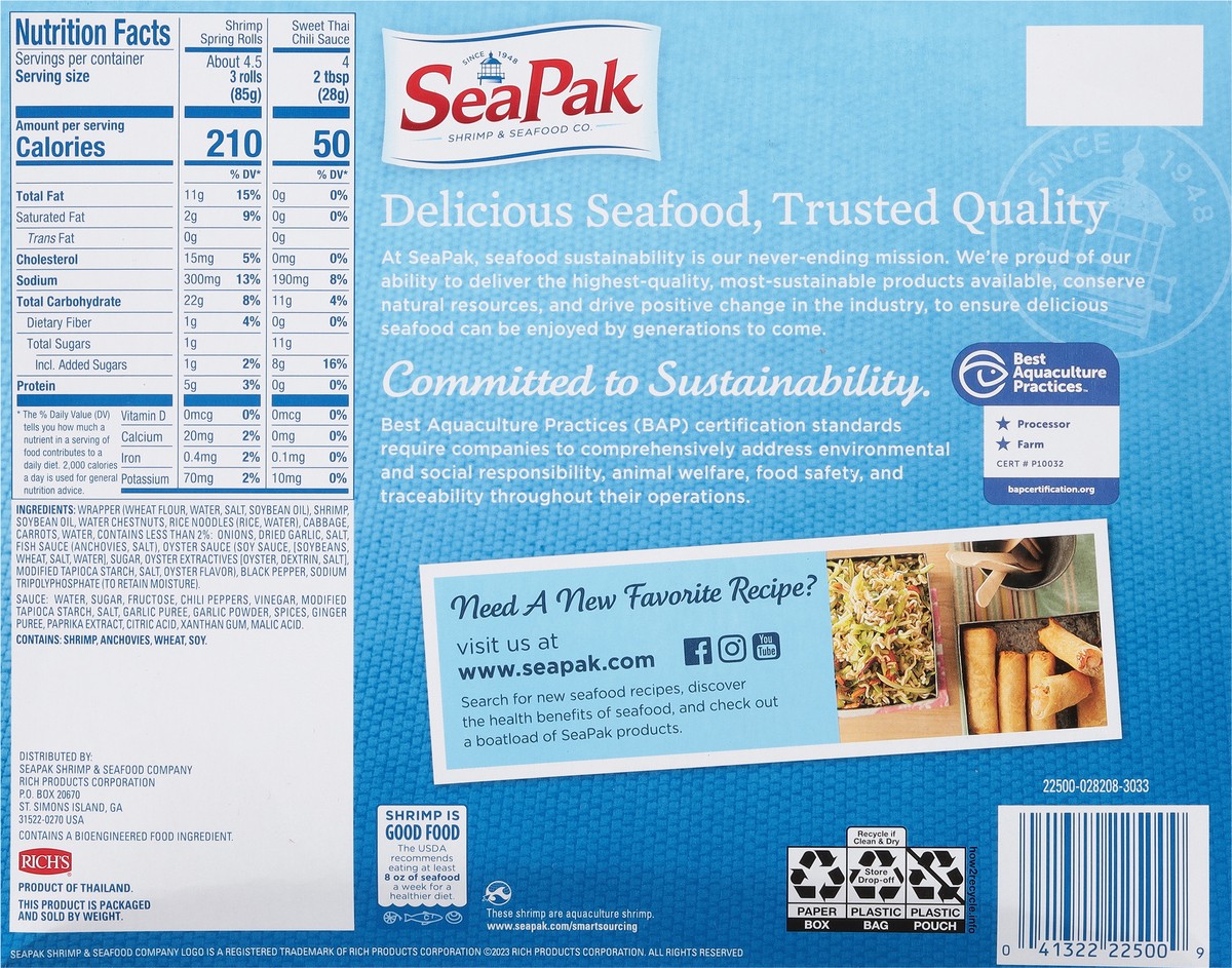 slide 8 of 9, SeaPak Crunchy Shrimp Spring Rolls 18 oz, 18 oz