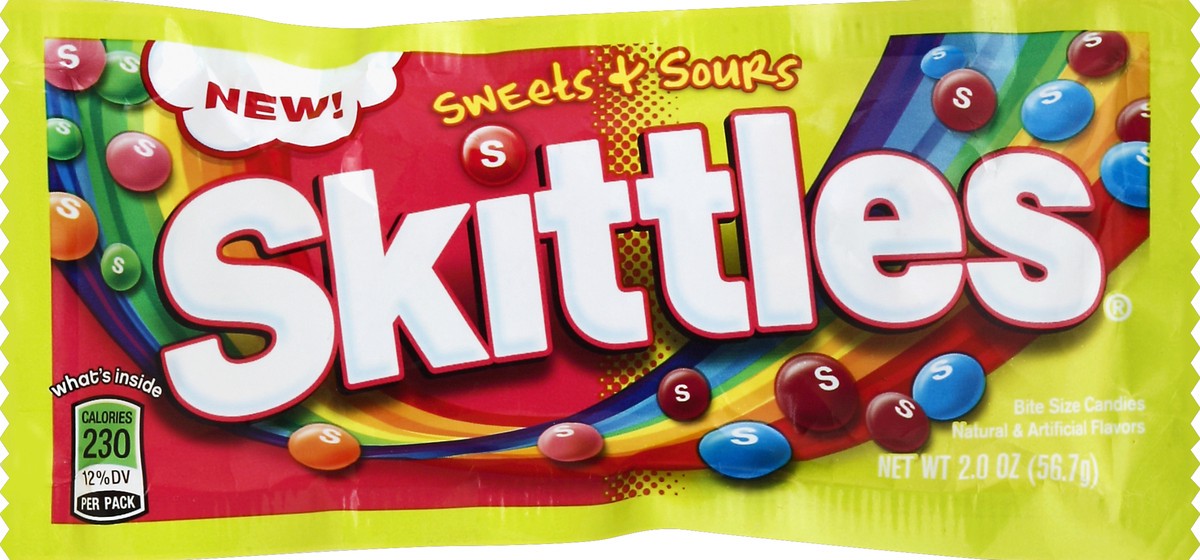 slide 5 of 5, Skittles Sweets and Sours Candy Single Pack, 2 ounce, 2 oz