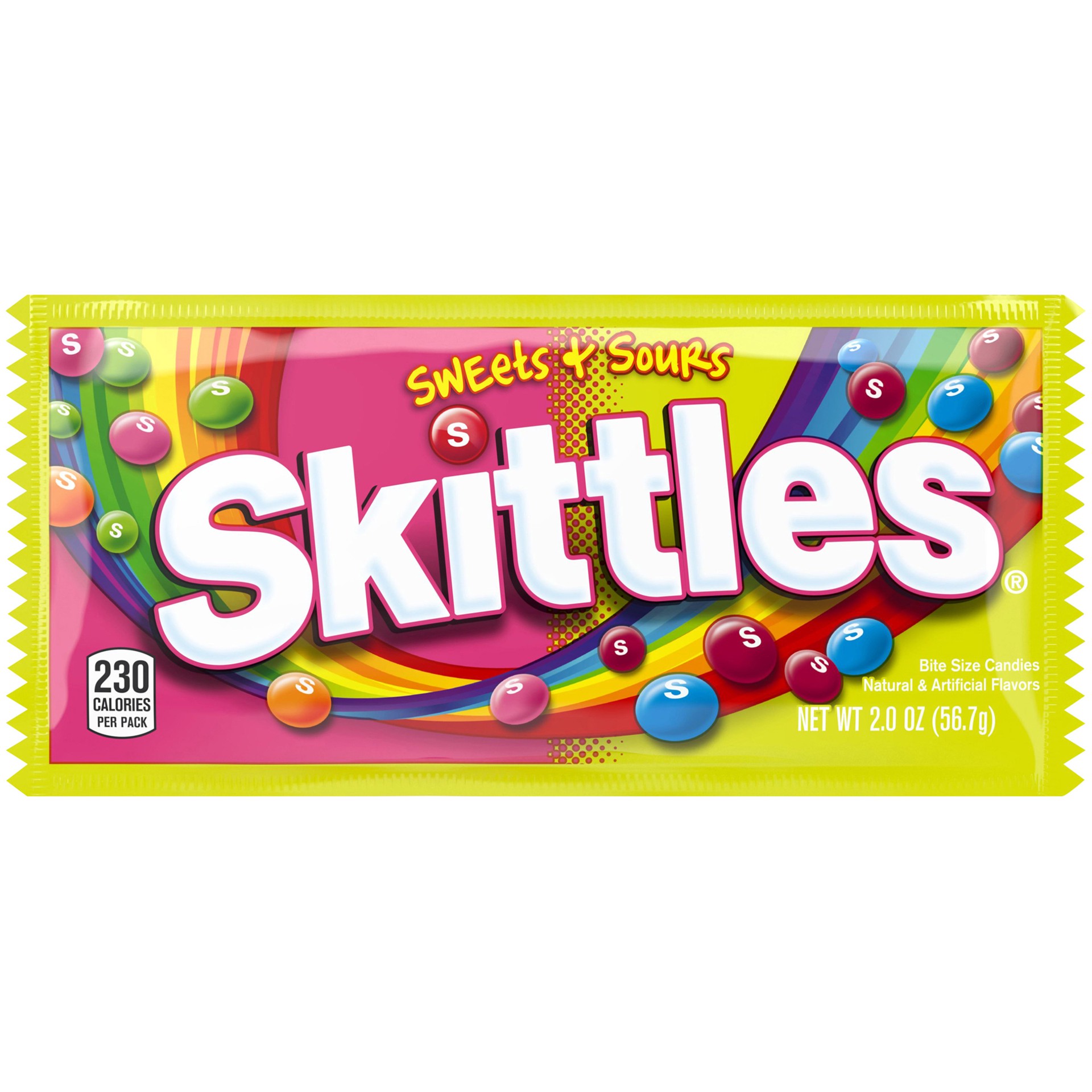 slide 1 of 5, Skittles Sweets and Sours Candy Single Pack, 2 ounce, 2 oz