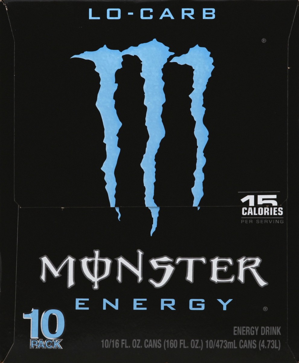 slide 3 of 6, Monster Energy, Lo-Carb, 10 ct; 16 fl oz
