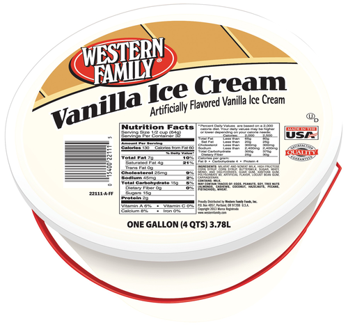 slide 1 of 1, Western Family Vanilla Ice Cream Pail, 4 qt