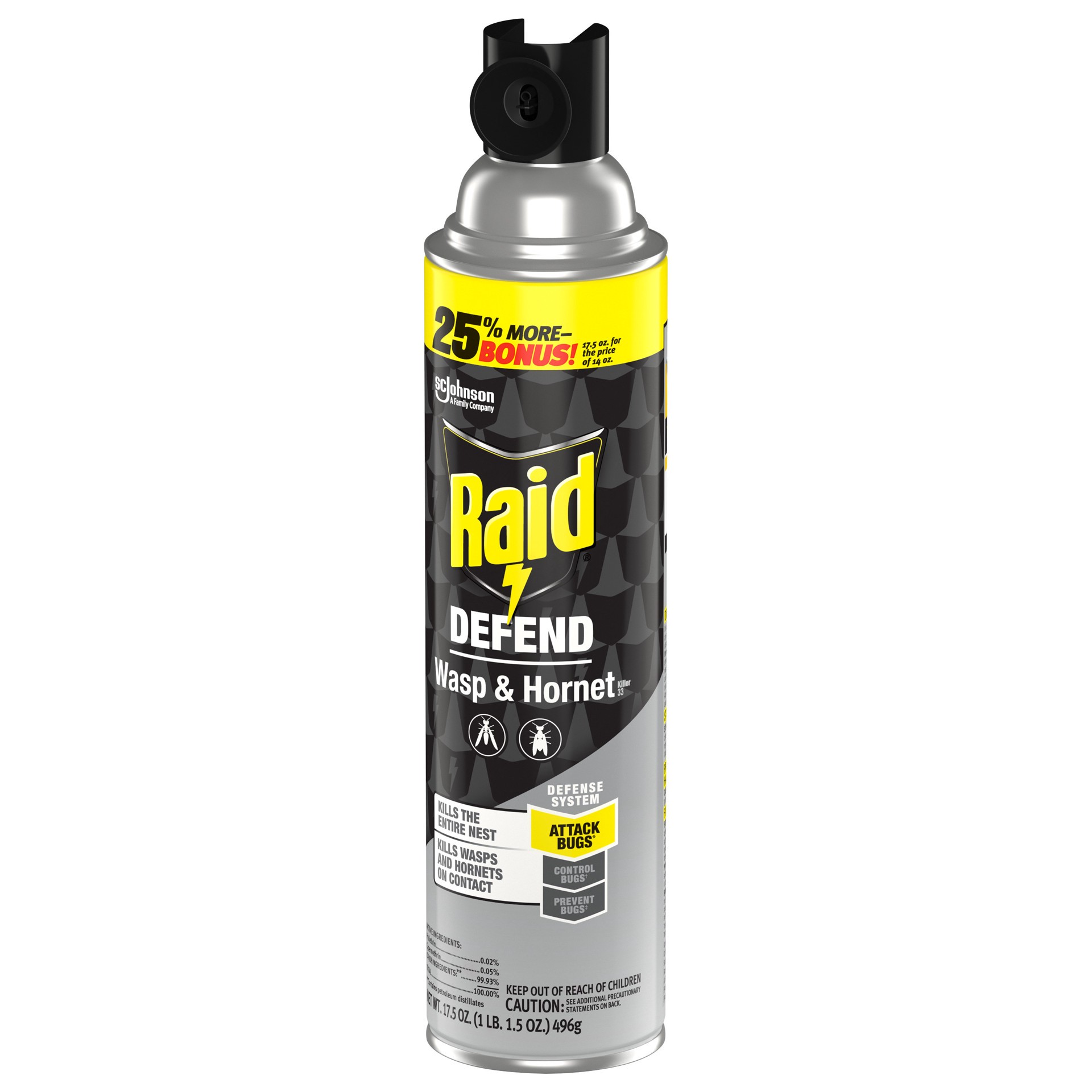 slide 2 of 5, Raid Wasp & Hornet Killer, Stinging Bug Insecticide for Outdoor Use, 17.5 oz, 17.5 oz