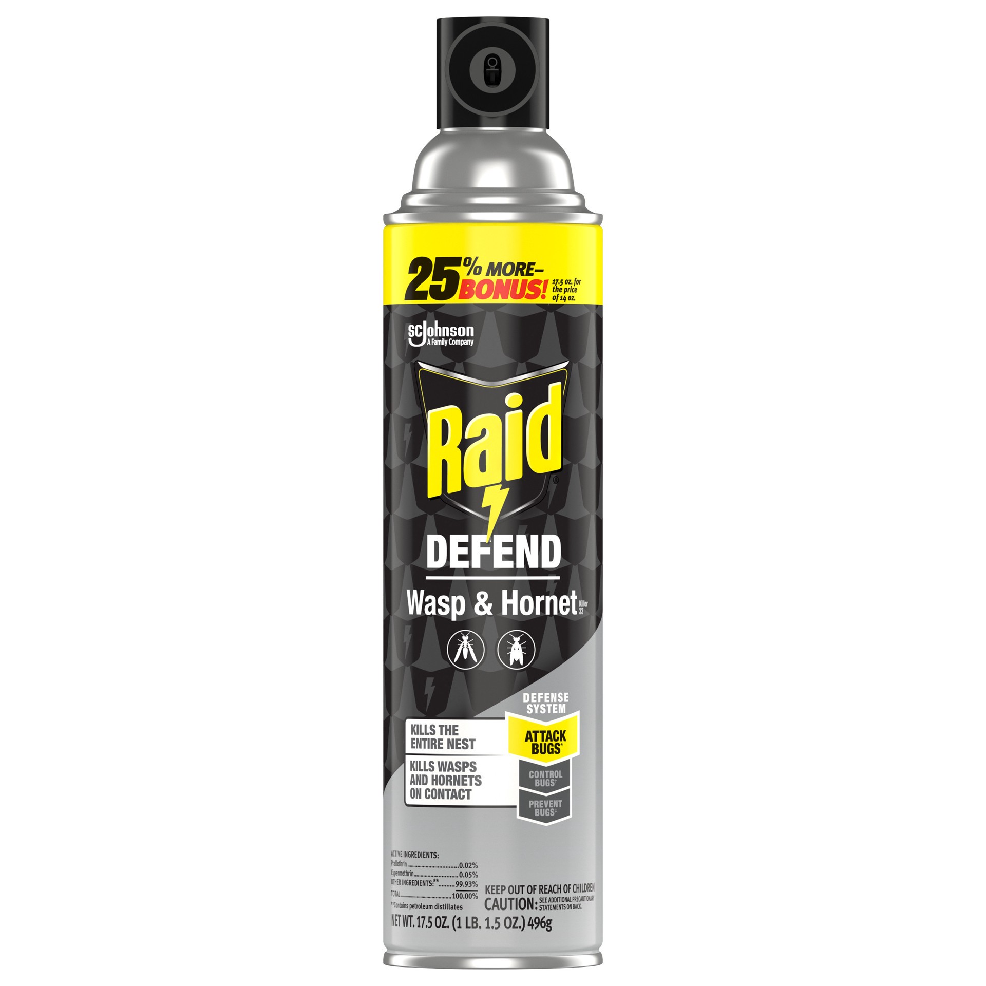 slide 1 of 5, Raid Wasp & Hornet Killer, Stinging Bug Insecticide for Outdoor Use, 17.5 oz, 17.5 oz