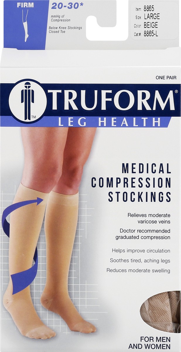 slide 1 of 1, TRUFORM Below Knee Beige - Large, 1 Pair, 1 ct