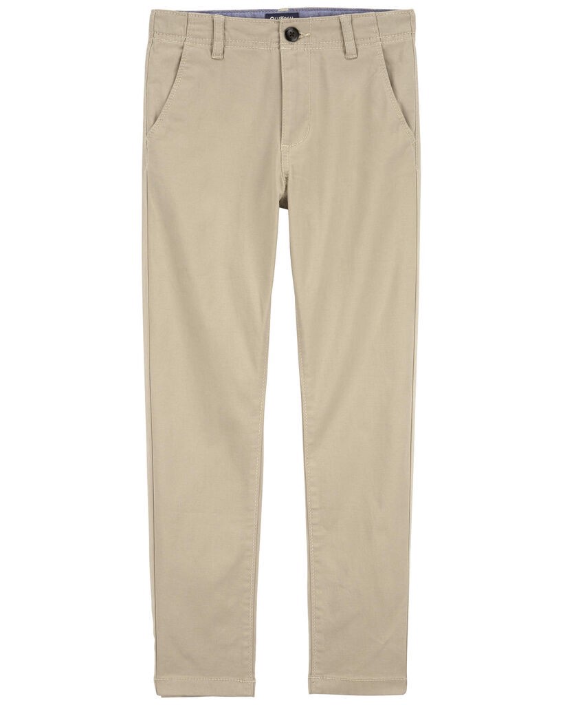 slide 4 of 5, Oshkosh Kid Slim Tapered Chino Pants Khaki 8, 1 ct