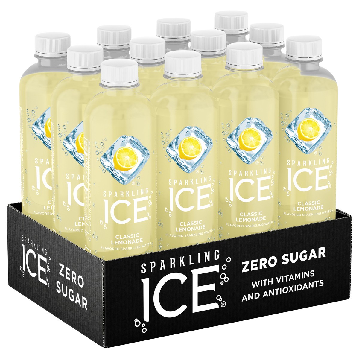 slide 4 of 9, Sparkling ICE Zero Sugar Classic Lemonade Sparkling Water 12 - 17 fl oz Bottles, 12 ct