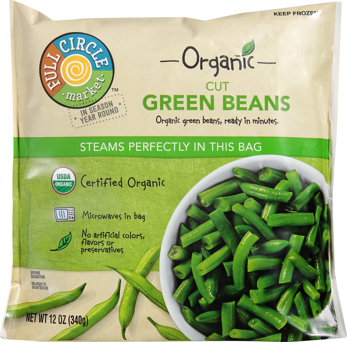 slide 1 of 12, Full Circle Market Organic Cut Green Beans 12 oz, 12 oz