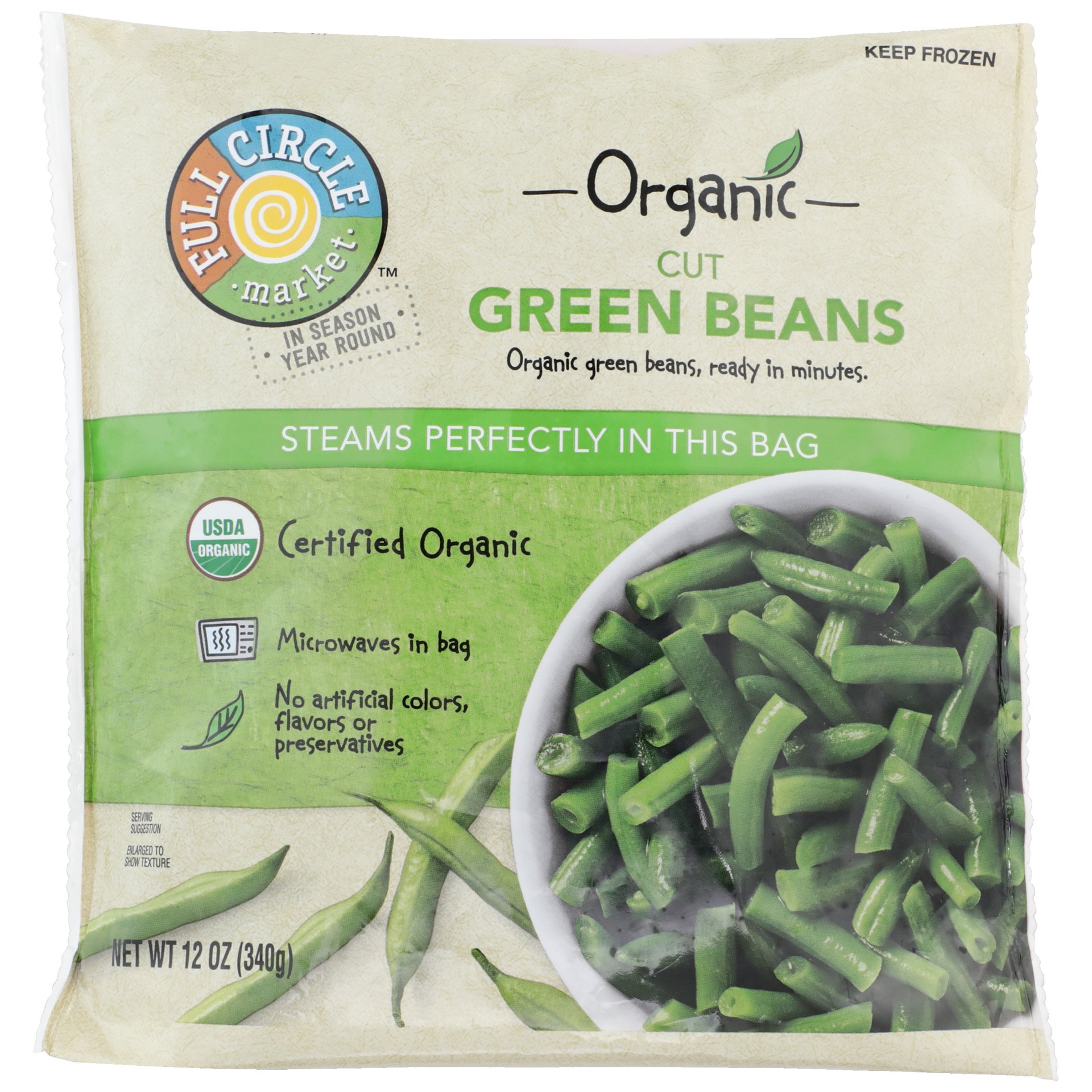 slide 1 of 6, Full Circle Market Organic Cut Green Beans 12 oz, 12 oz