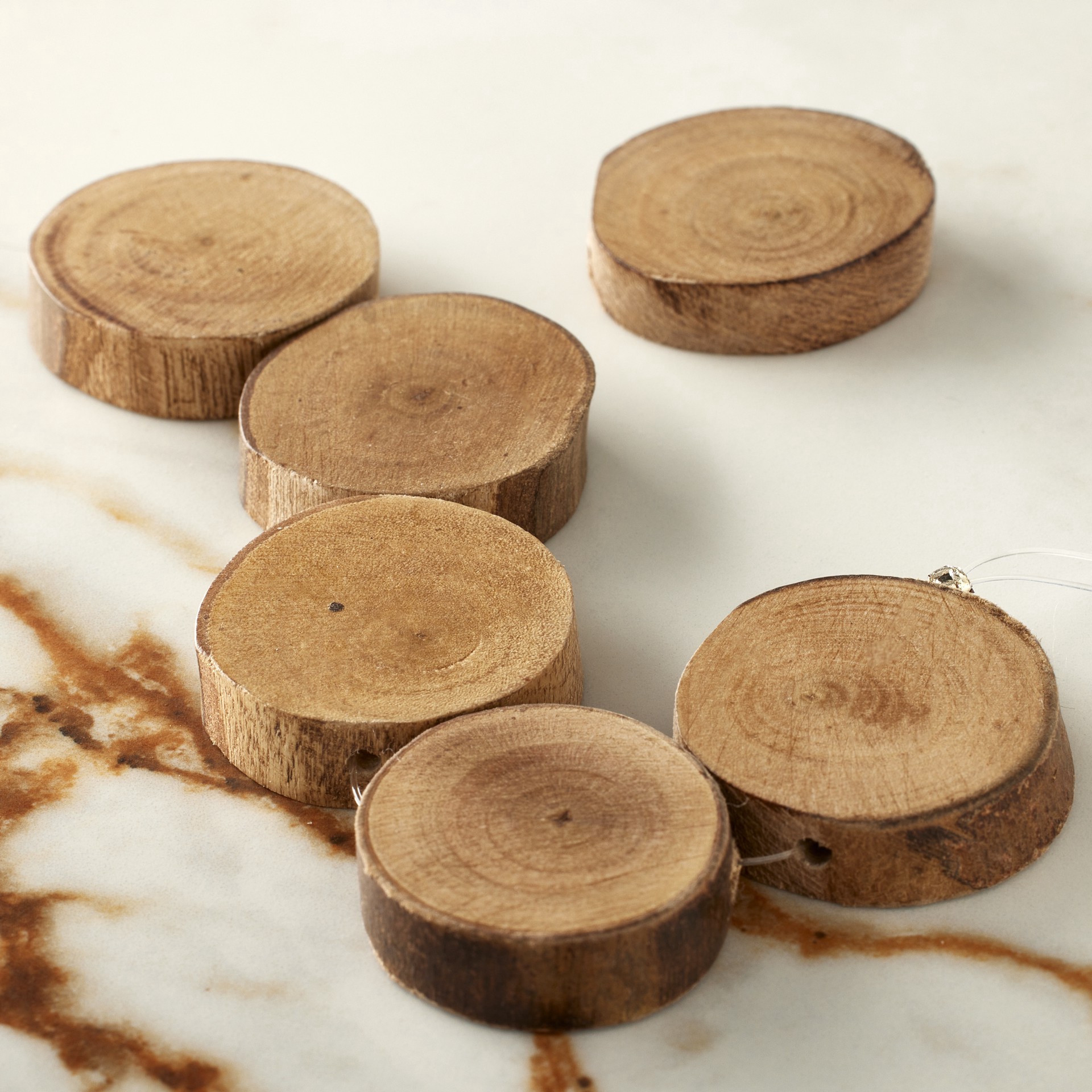 slide 2 of 3, Natural Woodgrain Slice Circle Beads By Bead Landing, 27mm-33mm