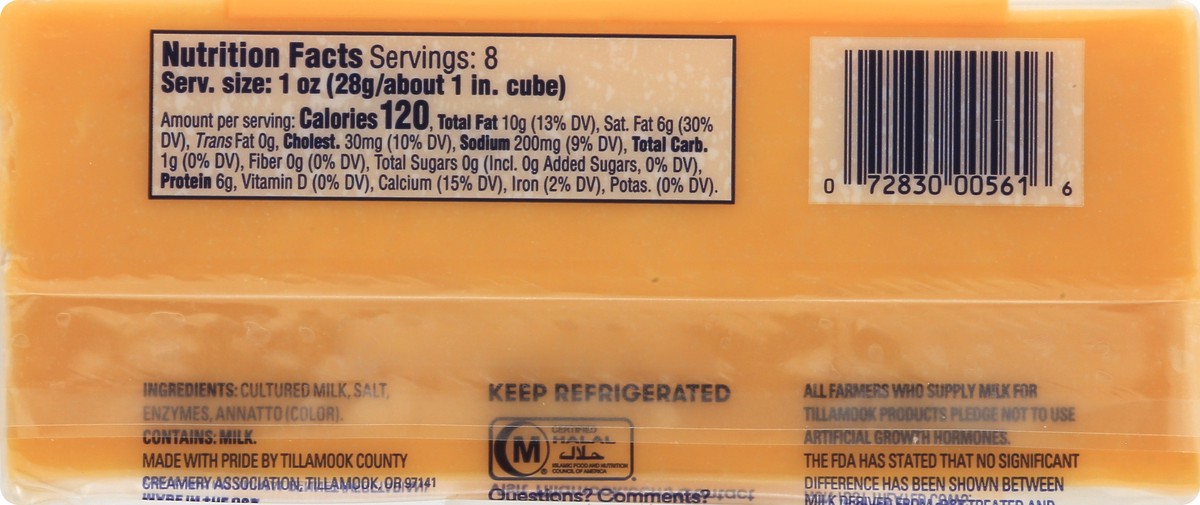 slide 11 of 13, Tillamook Kosher Medium Cheddar Cheese Block, 8oz, 227 g