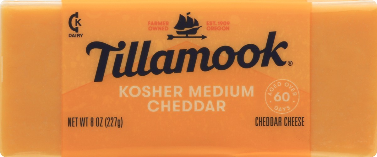 slide 6 of 13, Tillamook Kosher Medium Cheddar Cheese Block, 8oz, 227 g