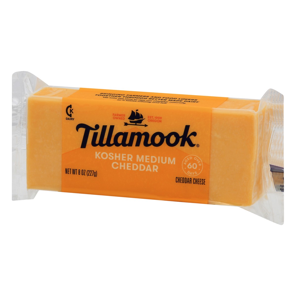 slide 8 of 13, Tillamook Kosher Medium Cheddar Cheese Block, 8oz, 227 g