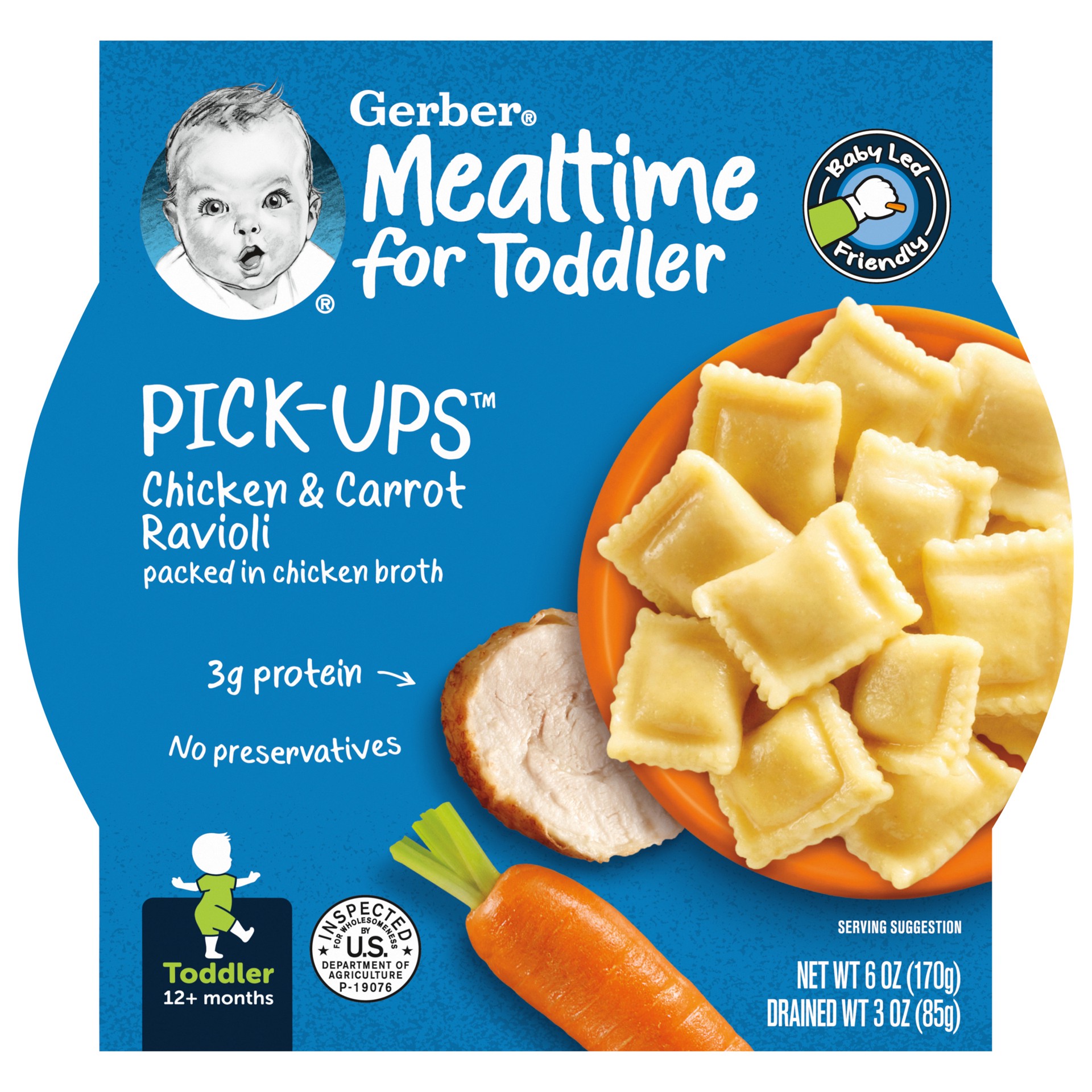 slide 1 of 5, Gerber Graduates Toddlers Pasta Pick Ups Chicken & Carrot Ravioli, 6 oz