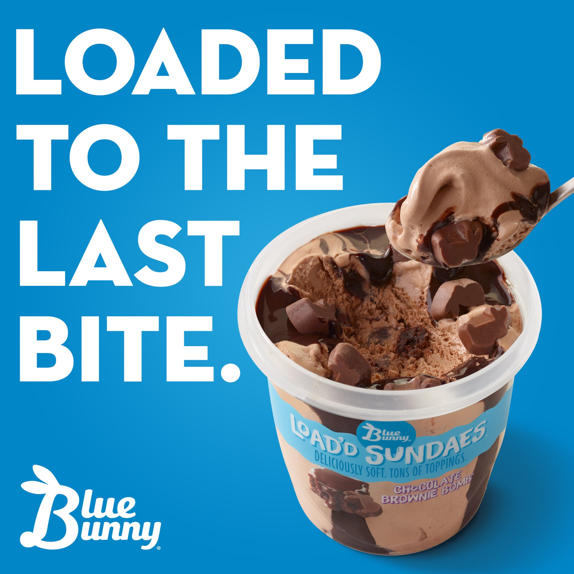 slide 3 of 3, Blue Bunny Load'd Sundaes Chocolate Brownie Bomb, Frozen Dessert Cup, 8.5 fl oz, 8.50 fl oz