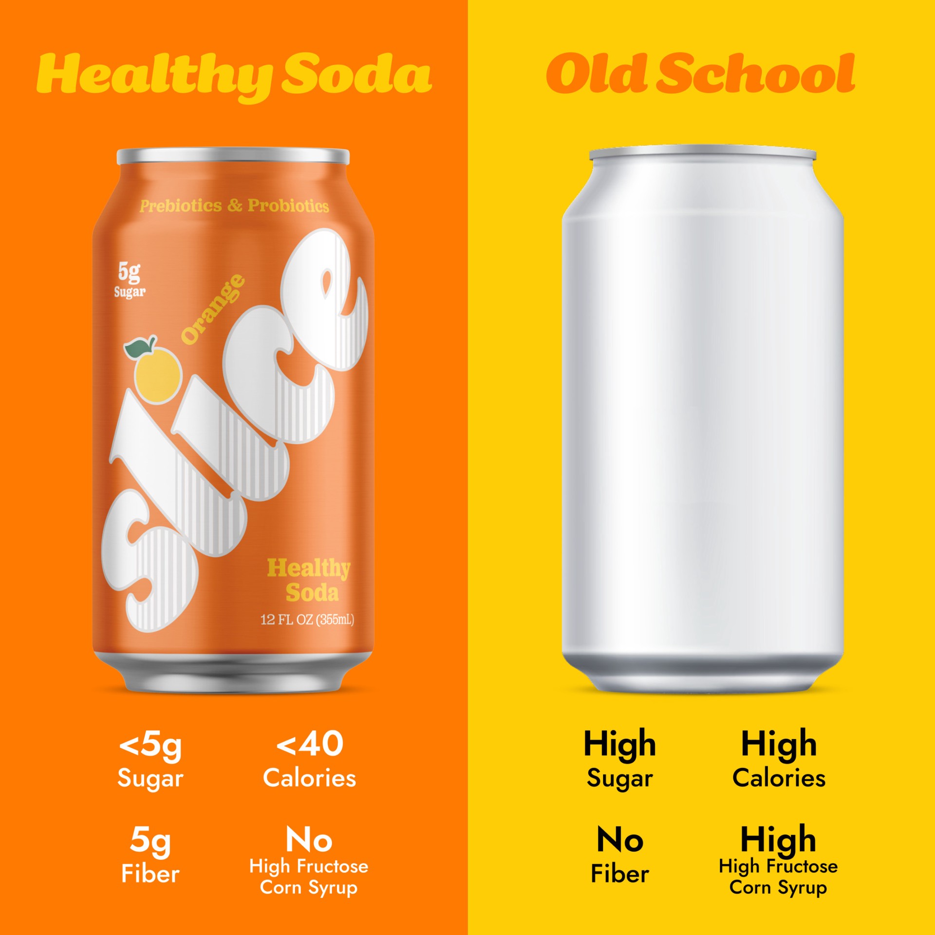 slide 7 of 8, Slice Orange Healthy Soda, 12 fl oz Cans, 4-Pack, 48 fl oz